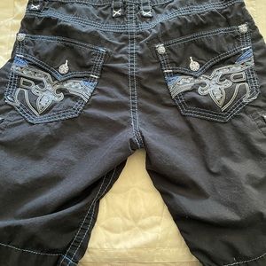 Black and blue rock revival shorts